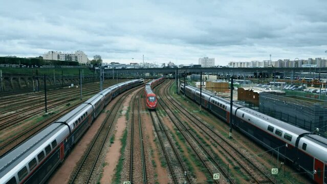 Modern French high-speed trains in Paris