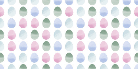 Cute illustration with colorful Easter eggs with watercolor texture, spring banner