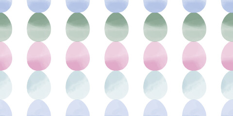 Cute illustration with colorful Easter eggs with watercolor texture, spring banner