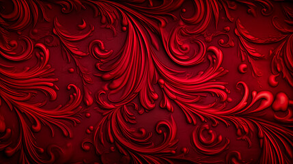 A red background with a red flower pattern