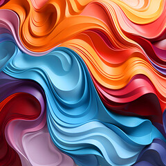 Abstract 3d rendering of multicolored waves. Futuristic background design.