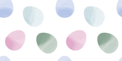 Cute illustration with colorful Easter eggs with watercolor texture, spring banner