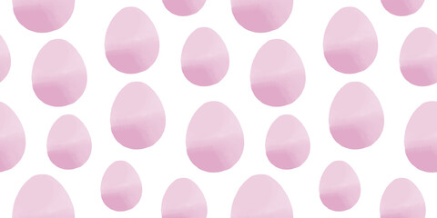 Cute illustration with colorful Easter eggs with watercolor texture, spring banner