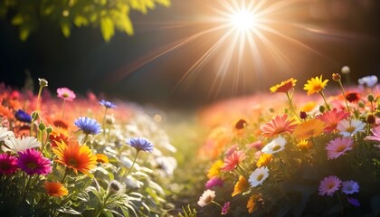 Obraz na płótnie Canvas Sunlight-with-diffrent-flowers.jpg