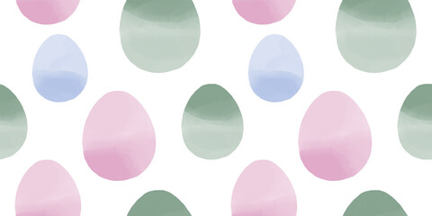 Cute illustration with colorful Easter eggs with watercolor texture, spring banner