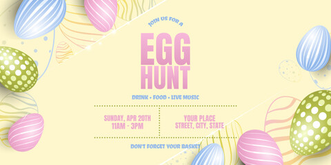 Easter Egg Hunt horizontal colorful announce card