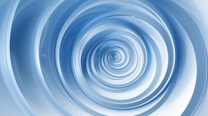 Fototapeta premium A series of concentric circles in various shades of blue, gradually expanding outwards and fading into a white void.