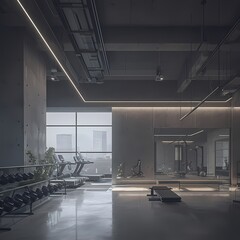 Elegant Gym Interior Showcasing Modern Strength Training Machines