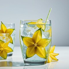 Making drinks with soda and a star fruit