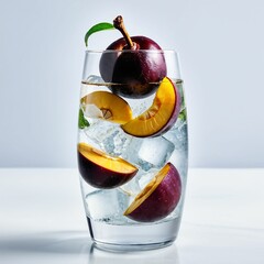 A glass with water with fruits