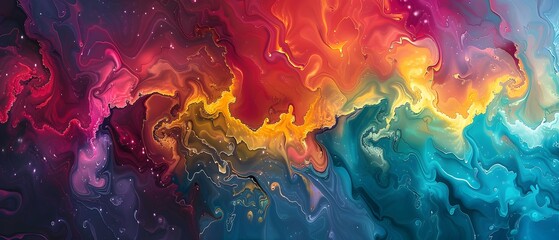 Fluid Abstract Art with Colorful Wavy Patterns - obrazy, fototapety, plakaty