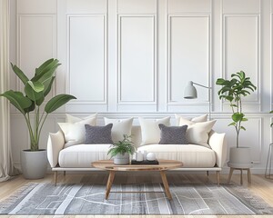 Product photo show in a modern living room, stylish furniture, clean aesthetic, 