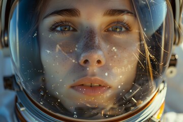  Close-Up of an Astronaut with Earth's Reflection in Helmet
