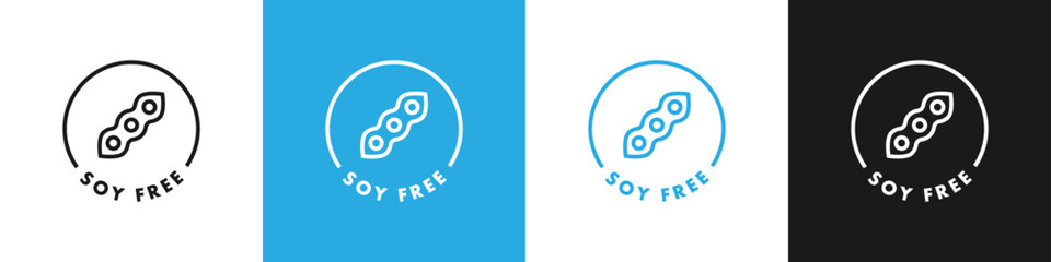 Soy free sticker, label or template set. Soy free icon sign. Diet concept. Healthy eating. Natural and organic foods.