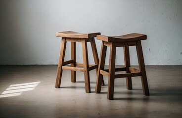 Wooden stools closeup 