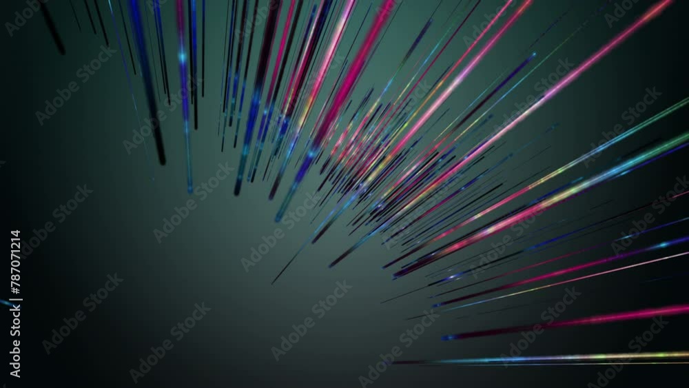Aufkleber futuristic video animation with glowing stripe objects in slow motion, 4096x2304 loop 4k