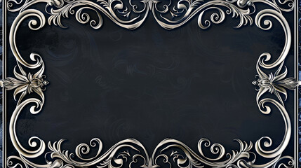 Ornate navy swirls with silver accents, perfect for a regal, contemporary frame.