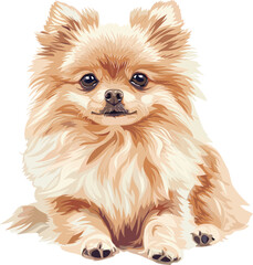 Pomeranian Dog adorable art vector illustration	