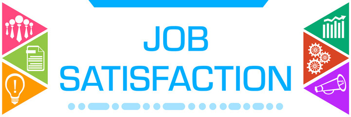 Job Satisfaction Colorful Triangles Both Sides Business Symbols 