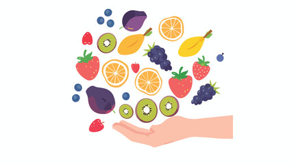 Hand food vegan fruit vector illsutration graphic