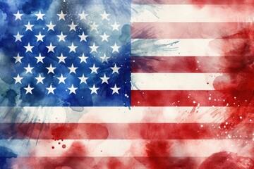 American flag watercolor, background American coloring