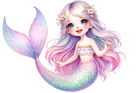 Cute mermaid clipart
