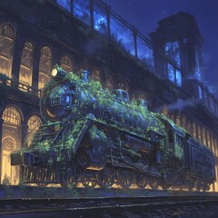 An Abandoned Steam Engine Locomotive at a Decaying Train Station - Twilight Vibes