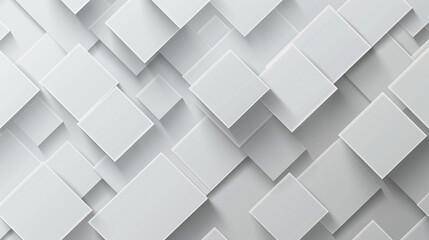 Soft grey background, white squares with 3D shadows, subtle sophistication.