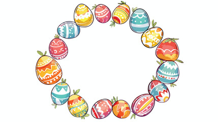 Happy Easter Doodle. Circle background pattern in Vector