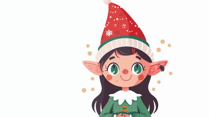 Happy elf girl illustration vector on white background