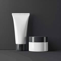 cosmetic cream container and tube with black lid