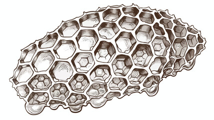 Hoheycomb full of honey. Piece of comb with hexagonal - obrazy, fototapety, plakaty