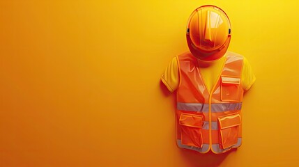 hardhat and reflective vest against yellow color background - Powered by Adobe