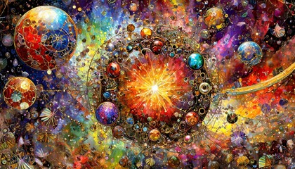 wielki wybuch fuzja kolorów magia fantazja - obrazy, fototapety, plakaty