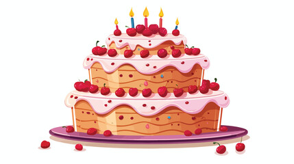 Huge birthday cake cartoon Vector illustration isolated
