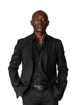 Man, African businessman ceo, smile, formal wear, black, dark, confidence, serious, transparent, white background, arms crossed Isolated
entrepreneur, European, confidence, professional, minds