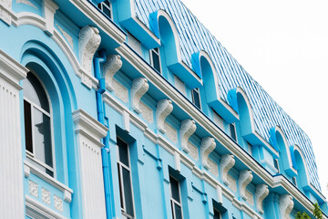 Facade of blue European architecture