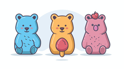 Ice cream bear icon. Simple color with outline illustration