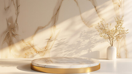Gold and white marble display podium for luxury 