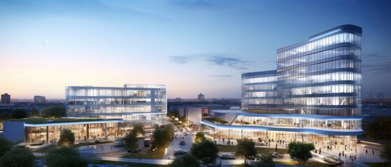 A high-rise pharma tech park where different companies collaborate on developing integrated...