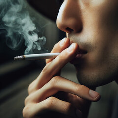 紙タバコを吸う男性