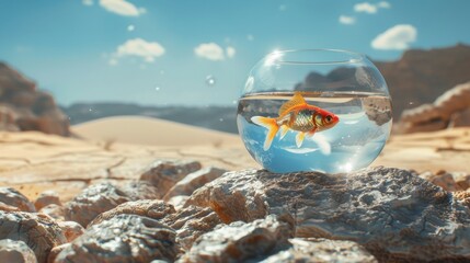 aquarium with goldfish outside is beautiful