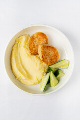mashed potato with cutlets and cucumber - 787081005