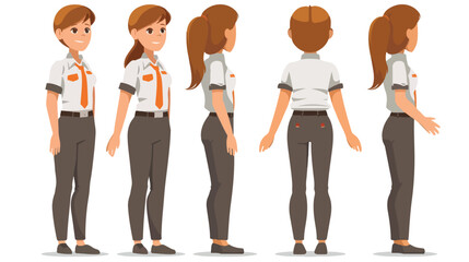 Illustration of a female staff member to guide flat Vector
