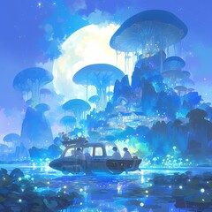 Enchanting Journey Through a Mystical Wonderland by Night