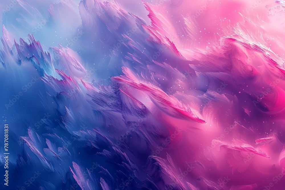 Poster a digitally created expressive background with dynamic pink and blue brush strokes giving an abstrac