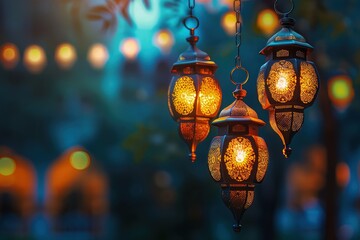 A lamaic lantern glowing softly against a shinny backdrop