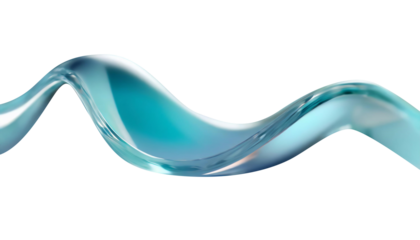 Abstract liquid glass shape with colorful reflections. Ribbon of curved water with glossy color wavy fluid motion. Chromatic dispersion flying and thin film spectral effect.