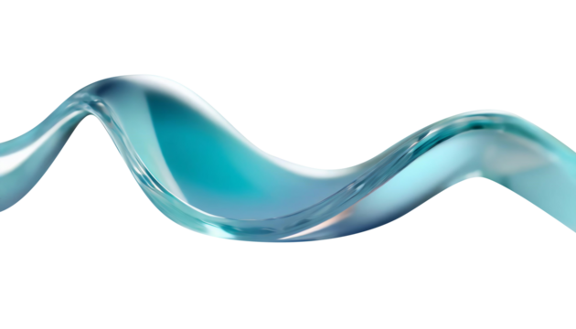 Abstract liquid glass shape with colorful reflections. Ribbon of curved water with glossy color wavy fluid motion. Chromatic dispersion flying and thin film spectral effect.