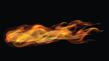 Illustration Realistic Fire Flame with Smoke on Black